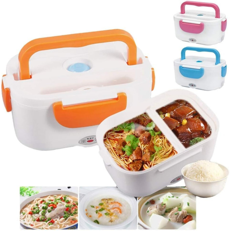 Rizwan Hard Plastic Multi-Function Electric 40W Heated Portable Food Warmer, Electric Lunch Box Tiffin Box Lunch Dabba, 1.5L, Multicolour