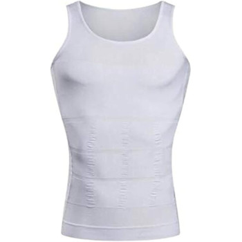 Underwear bodysuits Slim Body Shaper Vest Tops Tummy Waist Underwear Beer Belly Slimmer For Men, White