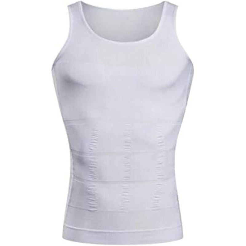 Underwear bodysuits Slim Body Shaper Vest Tops Tummy Waist Underwear Beer Belly Slimmer For Men, White