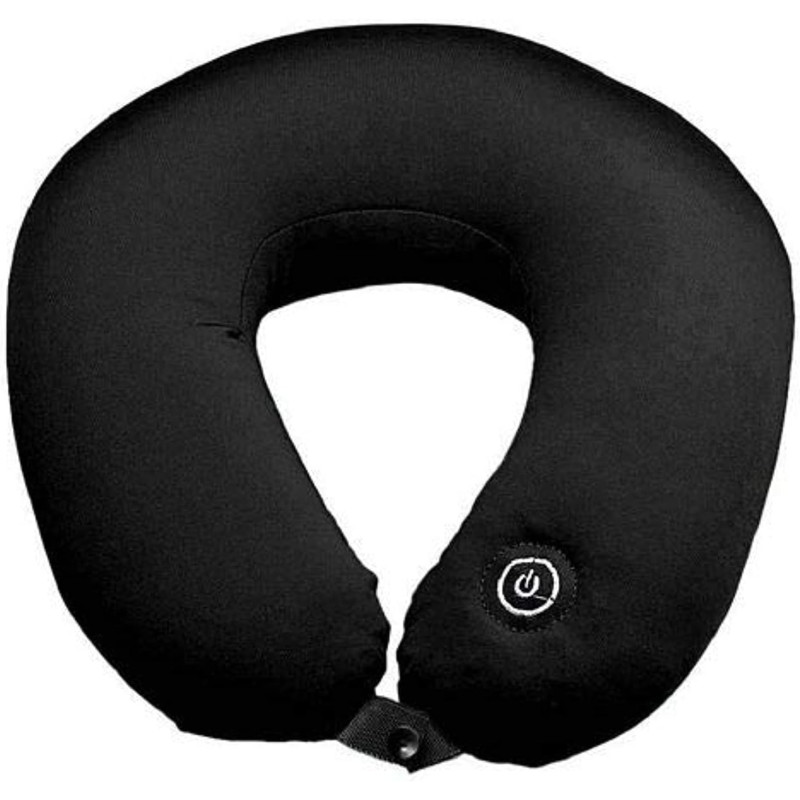 Travel Pillow Neck Massage Microbead Battery Operated Vibrating, Black