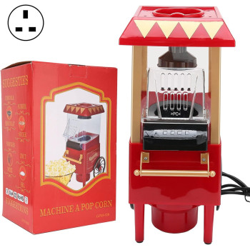 Junlucki Mini Popcorn Maker Automatic Popcorn Machine Red Retro Model Popcorn Maker Household Hot‑Air Popcorn Machine Electric Popcorn Popper Corn Popper for Home Party/Movie Nights/Birthday Gift