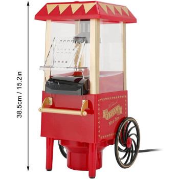 Junlucki Mini Popcorn Maker Automatic Popcorn Machine Red Retro Model Popcorn Maker Household Hot‑Air Popcorn Machine Electric Popcorn Popper Corn Popper for Home Party/Movie Nights/Birthday Gift