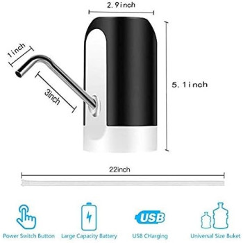 Leciel Water Pump Dispenser, Automatic Drinking Water Bottle Pump For 5 Gallon Water Bottle Dispenser Usb Charging Portable Water Dispenser, White/Black