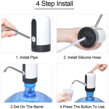 Leciel Water Pump Dispenser, Automatic Drinking Water Bottle Pump For 5 Gallon Water Bottle Dispenser Usb Charging Portable Water Dispenser, White/Black