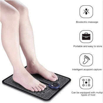 Goodtar EMS Foot Massager USB Rechargeable Electric Foot Stimulator Massager, 6 Modes 9 Intensity, Improves Circulation, Relax Stiffness Muscles Relieve Feet and Legs Pain, Black