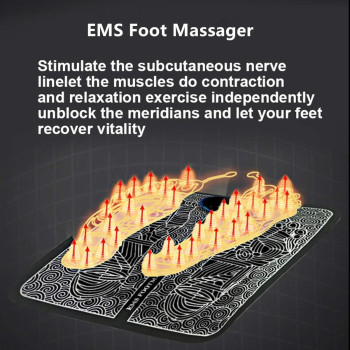 Goodtar EMS Foot Massager USB Rechargeable Electric Foot Stimulator Massager, 6 Modes 9 Intensity, Improves Circulation, Relax Stiffness Muscles Relieve Feet and Legs Pain, Black
