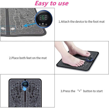 Goodtar EMS Foot Massager USB Rechargeable Electric Foot Stimulator Massager, 6 Modes 9 Intensity, Improves Circulation, Relax Stiffness Muscles Relieve Feet and Legs Pain, Black