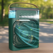 Fearless Rechargeable and Portable Air Conditioner, Air Cooler with 700ml Water Tank, USB Cooler with 3 Wind, 5 Mist Vents, 7 Night Light and 1-3H Timer Mode, Cooling Fan with 1200 mAh battery, Green
