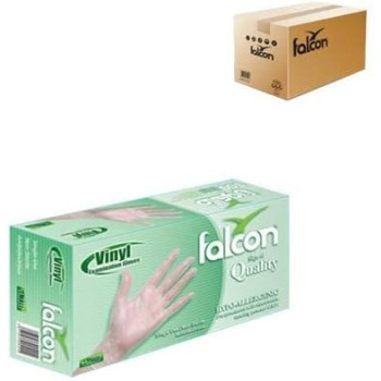 Falcon Vinyl Gloves, Clear Powder Free, Medium Size, 2 Packs x 100 Pieces