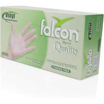 Falcon Vinyl Gloves, Clear Powder Free, Medium Size, 2 Packs x 100 Pieces