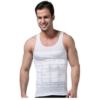 Shapewear Tops For Men Body Shaper Vest Tops, Large, White