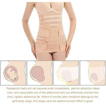 Cocosmart Body Shaper For Women Plus Size Postpartum Recovery Headband, 3 Pieces Breathable Elastic Postpartum Belt, 3 In 1 Belly Belt For Women And Maternity, Beige, Medium