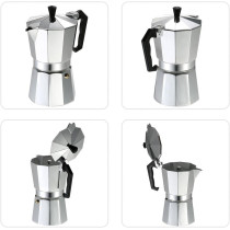 Aluminum Espresso Percolator Coffee Stovetop Maker Mocha Pot, Silver, 12-Cup