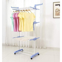 Peony 2 Poll Jumbo 3 Layer Clothes Hanger Rack, Cloth Drying Stand, Blue