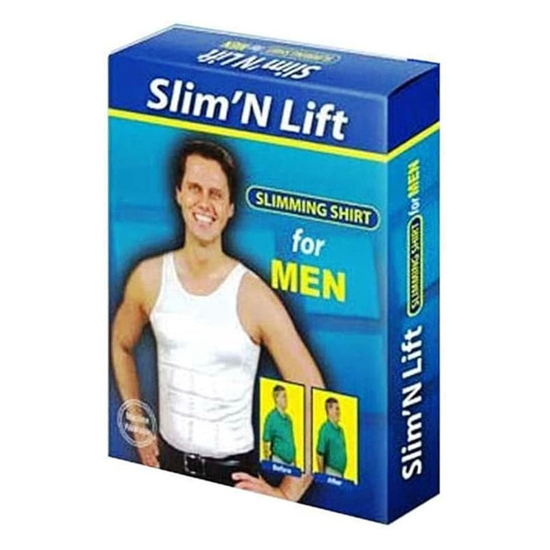 Slim N Lift Slimming Shirt For Men Body Shaper Vest Tops, Large Size, Black