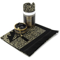 Yase Crafts Muslim Prayer Rug, Elegant Kaaba Design Gift Box, Prayer Mat For Men Women, Turkish Design, Portable Prayer Mat, Islamic Ramadan Gifts Set, Janamaz Sajadah, Prayer Beads, Black