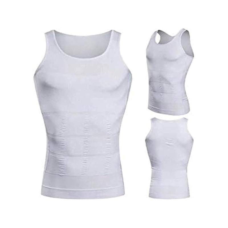 Just One Shapers Men Shapewear For Men Body Shaper Vest Tops, White