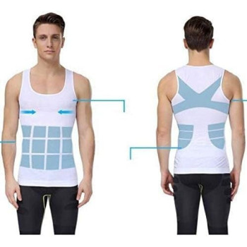 Just One Shapers Men Shapewear For Men Body Shaper Vest Tops, White