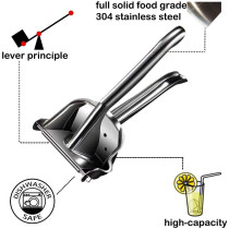 AUAM Real Stainless Steel Lemon Squeezer Citrus Juicer Hand Press Heavy Duty Manual Squeeze Juice Extractor Maker Orange Lime Grapefruit Presser, Bonus 50 Pcs Filter Bags
