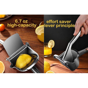 AUAM Real Stainless Steel Lemon Squeezer Citrus Juicer Hand Press Heavy Duty Manual Squeeze Juice Extractor Maker Orange Lime Grapefruit Presser, Bonus 50 Pcs Filter Bags