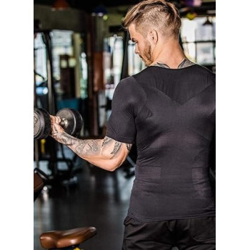 Zhuji Men's Corsets Abdomen Waist Body Underwear Tight-Fitting Sports Corset, 1859, Medium, Black