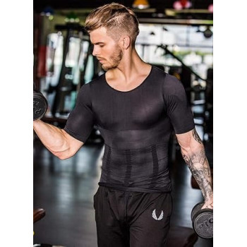 Zhuji Men's Corsets Abdomen Waist Body Underwear Tight-Fitting Sports Corset, 1859, Medium, Black