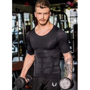 Zhuji Men's Corsets Abdomen Waist Body Underwear Tight-Fitting Sports Corset, 1859, Medium, Black