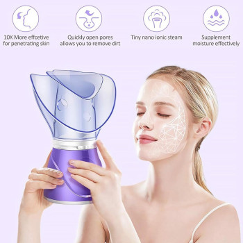 Electric Face Steamer Facial Face Steamer Deep Cleanser Mist Steam Sprayer Spa Skin Vaporizer Promote Blood Circulation, Purple