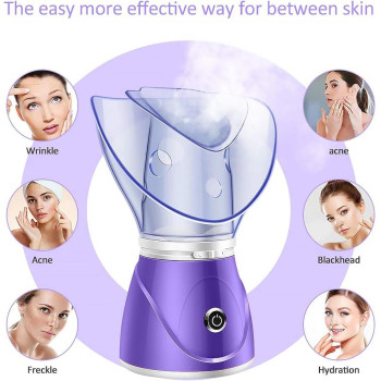 Electric Face Steamer Facial Face Steamer Deep Cleanser Mist Steam Sprayer Spa Skin Vaporizer Promote Blood Circulation, Purple