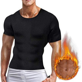 Mens Slimming Body Shaper Compression Muscle Tank T-Shirt, Undershirt Abs Abdomen Slim Tummy Waist Lose Weight Shirt Fat Burning Assistant, Shaping Your Chest, Waist And Stomach Bodysuit Tops Size Medium