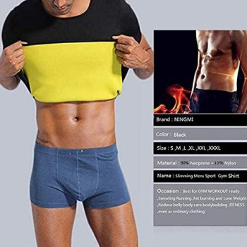 Mens Slimming Body Shaper Compression Muscle Tank T-Shirt, Undershirt Abs Abdomen Slim Tummy Waist Lose Weight Shirt Fat Burning Assistant, Shaping Your Chest, Waist And Stomach Bodysuit Tops Size Medium