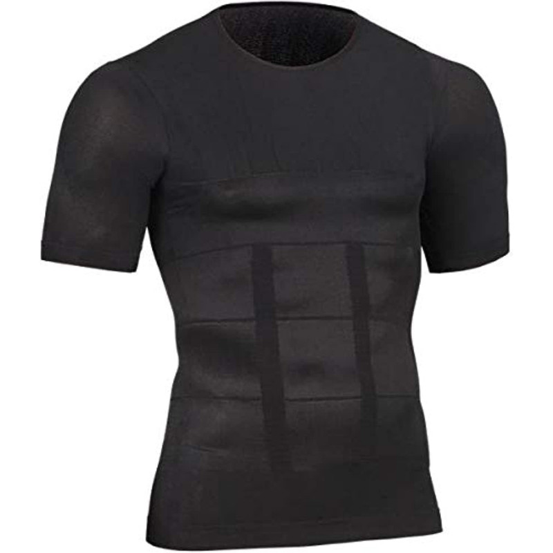 Mens Slimming Body Shaper Compression Muscle Tank T-Shirt, Undershirt Abs Abdomen Slim Tummy Waist Lose Weight Shirt Fat Burning Assistant, Shaping Your Chest, Waist And Stomach Bodysuit Tops Size Medium