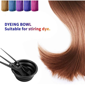 Moonmini Hair Dye Colour Brush And Bowl Set, Colour Bowl Brushes Tool Mixing Bowl Kit Tint Comb For Hair Tint Dying Coloring Applicator, Black, 4 Piece Set