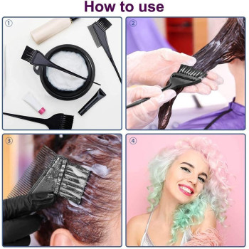 Moonmini Hair Dye Colour Brush And Bowl Set, Colour Bowl Brushes Tool Mixing Bowl Kit Tint Comb For Hair Tint Dying Coloring Applicator, Black, 4 Piece Set
