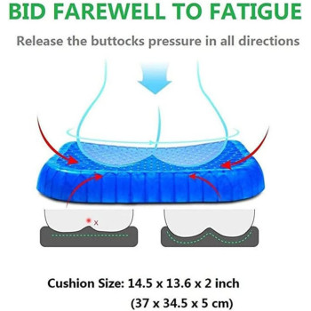 Egg Sitter Seat Cushion With Non Slip Cover Breathable Honeycomb Design Absorbs Pressure Points Enhanced Version Combination, Blue 37 x 35.5 x 5Cm