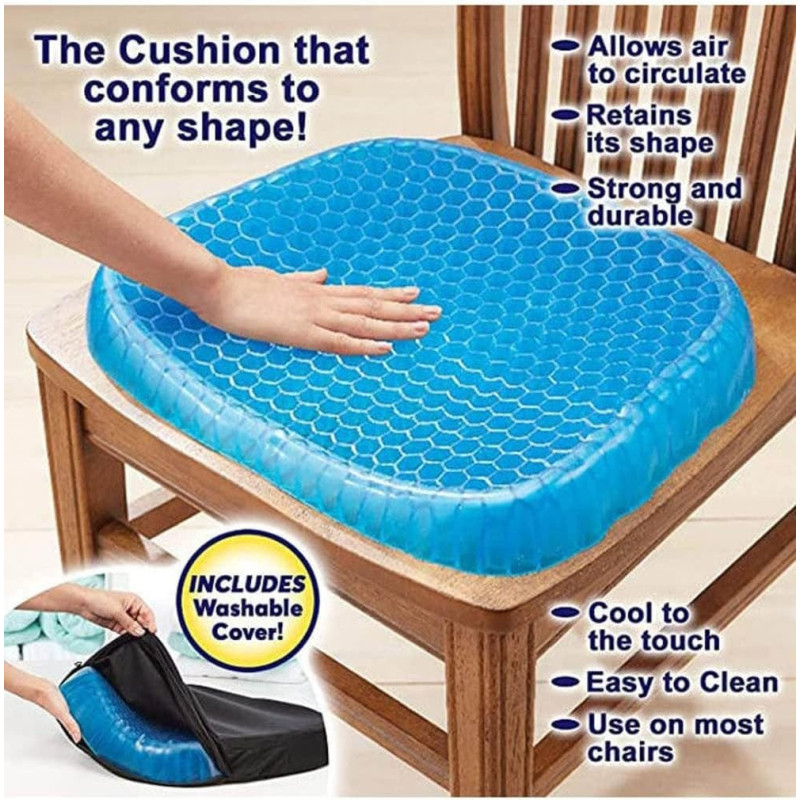 Egg Sitter Seat Cushion With Non Slip Cover Breathable Honeycomb Design Absorbs Pressure Points Enhanced Version Combination, Blue 37 x 35.5 x 5Cm