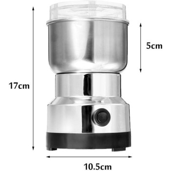 Nlywb Multipurpose Electric Coffee Bean Grinder, Premium Stainless Steel Mill Grinding Tool For Seeds, Spice, Herbs, Nuts, Transparent Lid With 50G Capacity