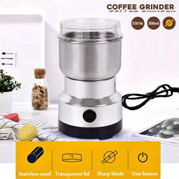 Nlywb Multipurpose Electric Coffee Bean Grinder, Premium Stainless Steel Mill Grinding Tool For Seeds, Spice, Herbs, Nuts, Transparent Lid With 50G Capacity
