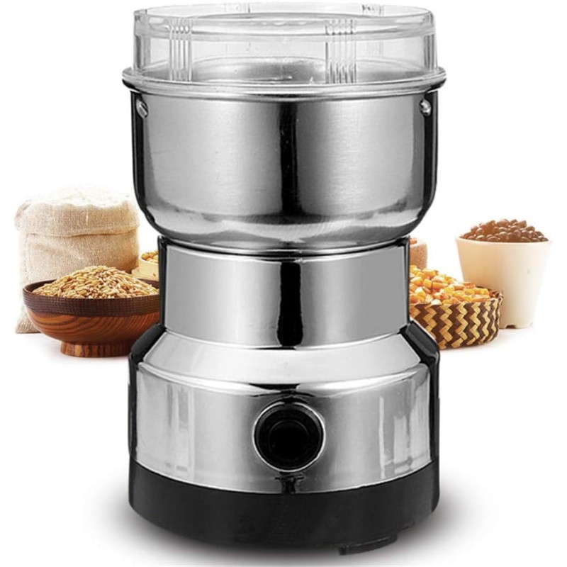 Nlywb Multipurpose Electric Coffee Bean Grinder, Premium Stainless Steel Mill Grinding Tool For Seeds, Spice, Herbs, Nuts, Transparent Lid With 50G Capacity