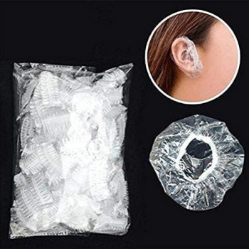 Ear Protector Waterproof Clear Earmuffs for Hair Dye, Shower, Bathing Ear Cover Caps 100 Piece