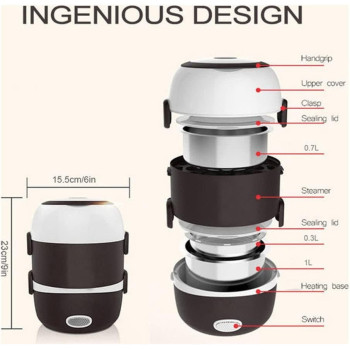 Multifunctional Bento Electric Rice Cooker Food Warmer Lunch Box 0 L Lu-22345, Multicolor
