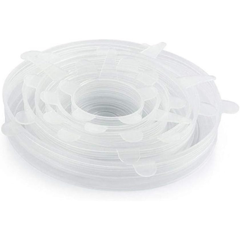 Silicone Stretch Fresh Food Storage Cover Stretch Bowl Lids 6 Pack, Clear
