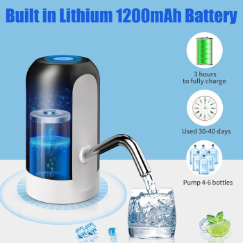 Water Bottle Pump 5 Gallon Dispenser, Portable Electric Jug USB Charging Automatic Drinking Dispenser for Camping