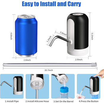 Water Bottle Pump 5 Gallon Dispenser, Portable Electric Jug USB Charging Automatic Drinking Dispenser for Camping