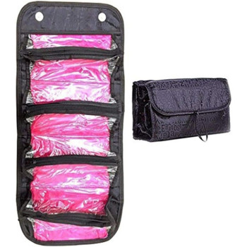 Hanging Foldable Case Pouch Travel Toiletry Bag, Black/Clear