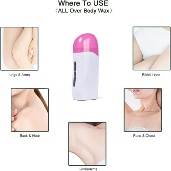 Swamine Wax Roll OnHeater Wax Heating Warmer Machine Eplicator Roll On Wax Heater For Refill Cartridge Depilatory Roll On Wax Heater Hair Removal Roller Waxing Kit For Women