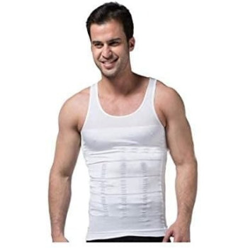 Slimming Shapewear Tops For Men Body Shaper Vest, XL, White