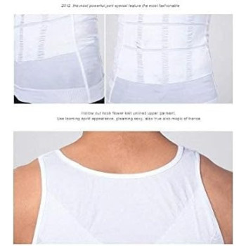 Slimming Shapewear Tops For Men Body Shaper Vest, XL, White