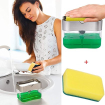 Balock Soap Pump Dispenser And Sponge Holder For Kitchen Sink Dish Washing Soap Dispenser, 13 Ounces, Silver, SDS001