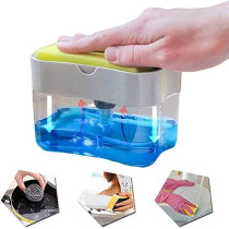Balock Soap Pump Dispenser And Sponge Holder For Kitchen Sink Dish Washing Soap Dispenser, 13 Ounces, Silver, SDS001
